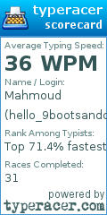 Scorecard for user hello_9bootsandcats