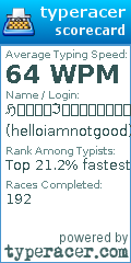 Scorecard for user helloiamnotgood