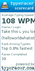 Scorecard for user helloworldwhatisthevibe