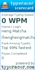 Scorecard for user henghengmatcha