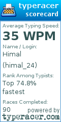 Scorecard for user himal_24
