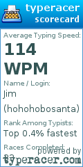 Scorecard for user hohohobosanta