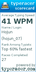 Scorecard for user hojun_07