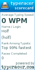 Scorecard for user holf