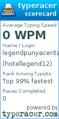 Scorecard for user hotellegend12