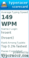 Scorecard for user hroent