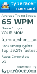 Scorecard for user i_moo_when_i_poo