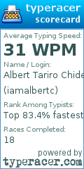 Scorecard for user iamalbertc