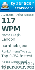 Scorecard for user iamthebigboi