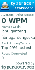 Scorecard for user ibnugantengsekali