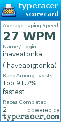 Scorecard for user ihaveabigtonka