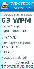 Scorecard for user ilikebig