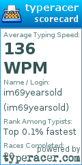 Scorecard for user im69yearsold