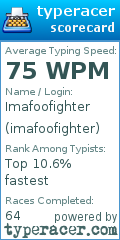 Scorecard for user imafoofighter