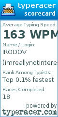 Scorecard for user imreallynotinterestedinthis