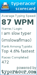 Scorecard for user imslowaflmao