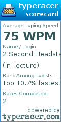 Scorecard for user in_lecture