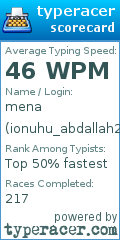 Scorecard for user ionuhu_abdallah22