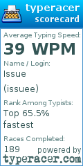 Scorecard for user issuee