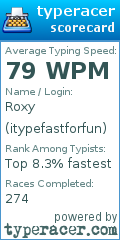 Scorecard for user itypefastforfun