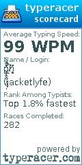 Scorecard for user jacketlyfe