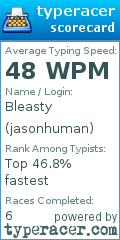 Scorecard for user jasonhuman