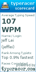 Scorecard for user jefflei