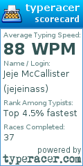 Scorecard for user jejeinass