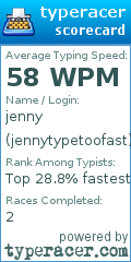 Scorecard for user jennytypetoofast