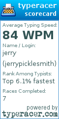 Scorecard for user jerrypicklesmith