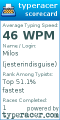 Scorecard for user jesterindisguise