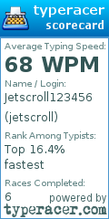 Scorecard for user jetscroll