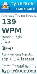 Scorecard for user jfiwe