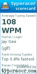 Scorecard for user jglf