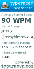 Scorecard for user jimmyhimmy414