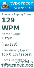 Scorecard for user jlao123