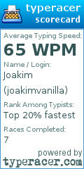 Scorecard for user joakimvanilla