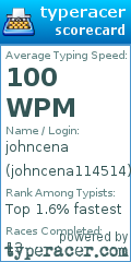 Scorecard for user johncena114514