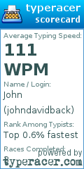 Scorecard for user johndavidback