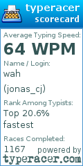 Scorecard for user jonas_cj