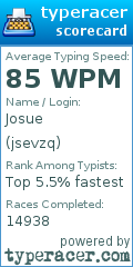 Scorecard for user jsevzq