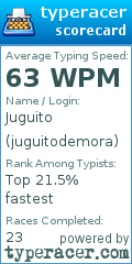 Scorecard for user juguitodemora