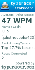 Scorecard for user juliothecoolio420