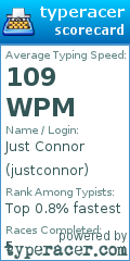 Scorecard for user justconnor