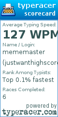 Scorecard for user justwanthighscore