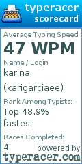 Scorecard for user karigarciaee