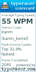 Scorecard for user karim_kertel