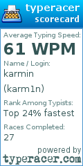 Scorecard for user karm1n