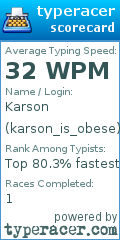 Scorecard for user karson_is_obese