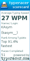 Scorecard for user kasym__